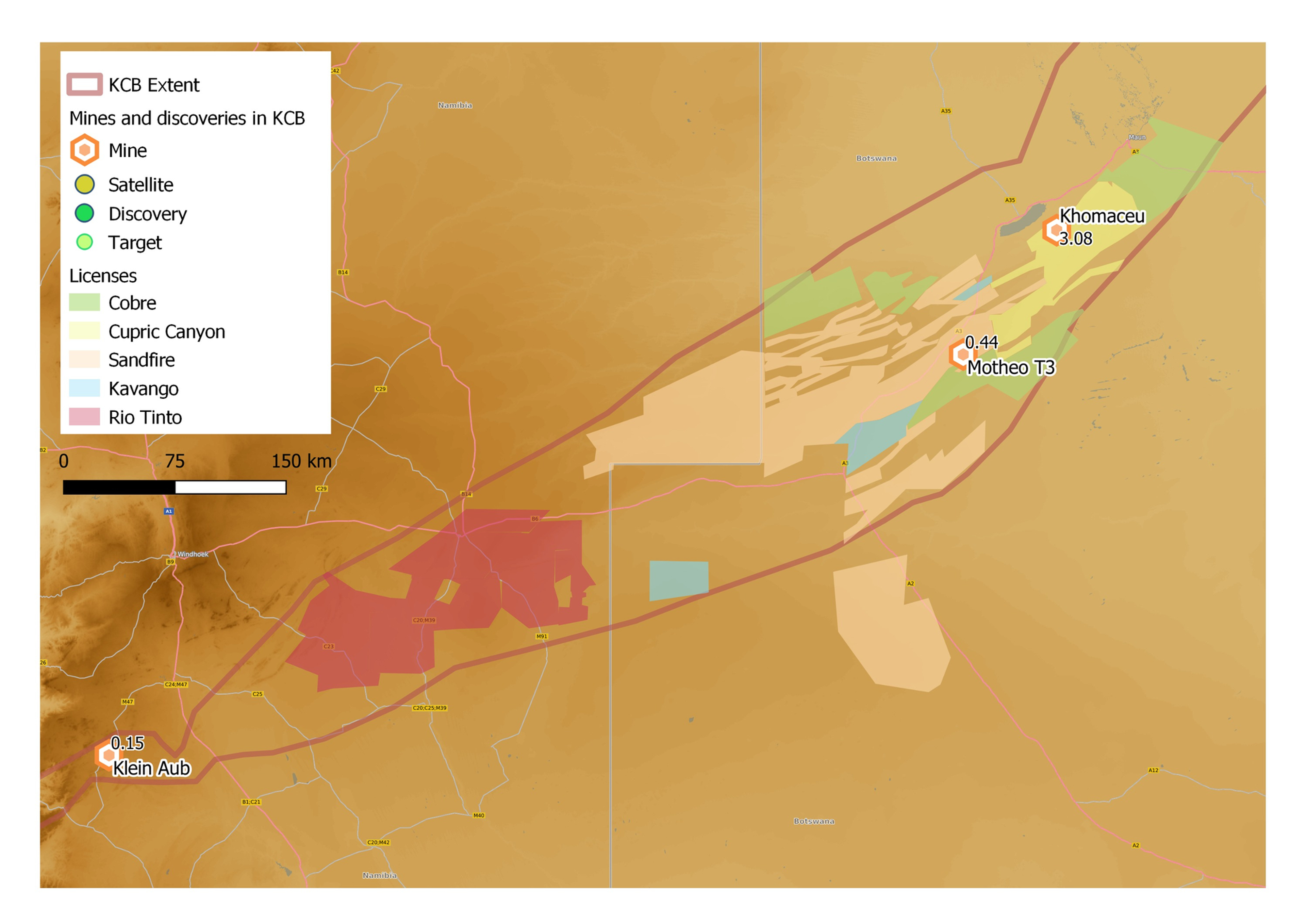 Fig. 2 Key acreage holders in the Kalahari Copper Belt.