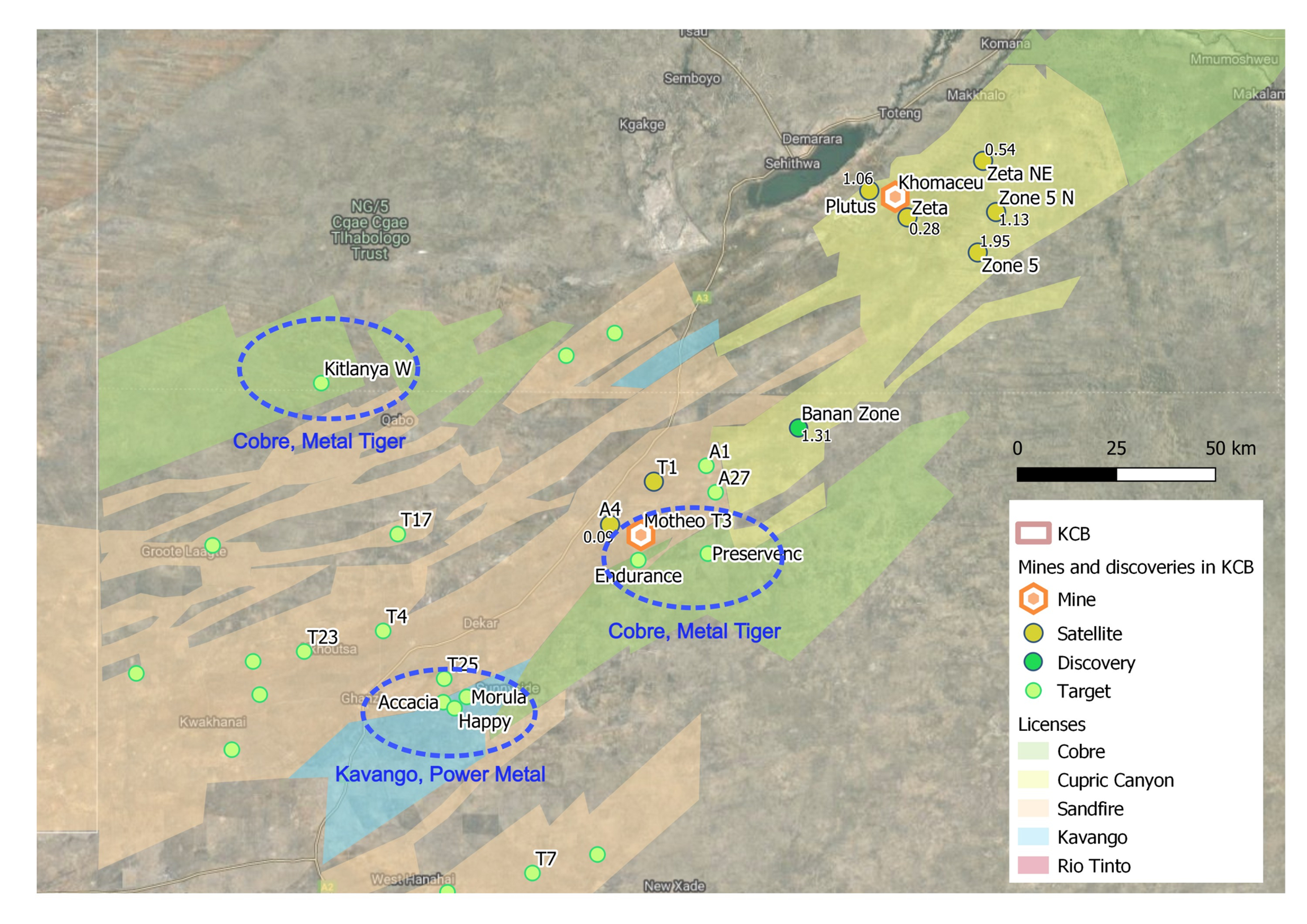 Fig. 6 Ghanzi area of the Kalahari Copper Belt with upcoming drilling campaigns.